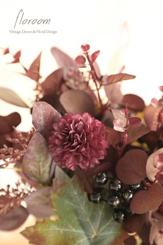 Floroom Artificial Greenery Stems Box Set, 36pcs with 5 Kinds of Faux Greenery Flowers Picks for DIY Bridal Bouquets Wedding Floral Arrangement Table Centerpieces, Burgundy & Mauve - color: Burgundy & Mauve