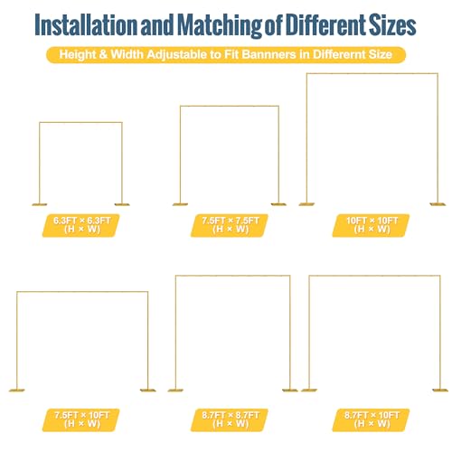 Wokceer 10x10 FT Backdrop Stand Heavy Duty Pipe and Drape Kit, Adjustable Gold Backdrop Stand for Wedding Birthday Party Photography Photo Booth Background Christmas Decoration - color: Gold-10FT-E