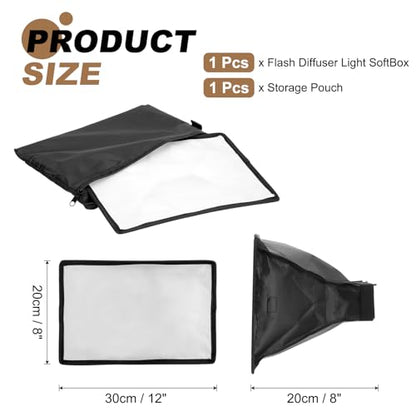 PATIKIL 8" x 12" Flash Diffuser Light SoftBox, Universal Collapsible Flash Diffuser with Storage Pouch for SB-5000 SB-700 SB-300 SB-900 SB-910 SB-600 SB-4, Black - size: 8" x 12"
