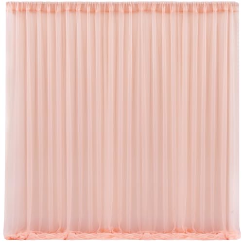 10x10 Peach Tulle Backdrop Curtains for Parties, Sheer Backdrop Curtain Wedding Photo Background Drapes for Baby Shower Photography Birthday Party - color: Peach, size: 10x10ft