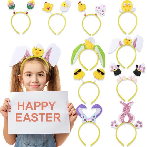 Chicken Rabbits Ears Hairband Photo Props Easters Hair Hoop Headband Party Headpiece Fun Headbands for Music Festival - style: Eggshell chicken Snowy rabbit ears model