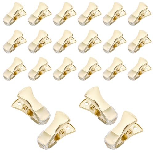 CRASPIRE 35Pcs Mini Metal Alligator Clips Small Non-Slip Silicone Bulldog Spring Clamps 0.8 x 0.4 Inch Gold Crocodile for Wire Photo Curtain Paper ID Badge Holders Lanyards Glasses Jewelry Home - color: Gold
