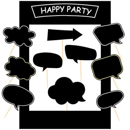 18pcs Blank Photo Booth Props Black Chalkboard Photo Booth Props Frame with Bubble DIY Photo Props for Birthday Wedding Party Supplies(Black) - color: Black