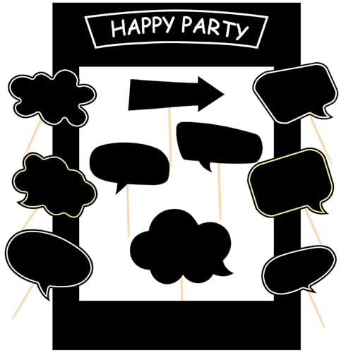 18pcs Blank Photo Booth Props Black Chalkboard Photo Booth Props Frame with Bubble DIY Photo Props for Birthday Wedding Party Supplies(Black) - color: Black