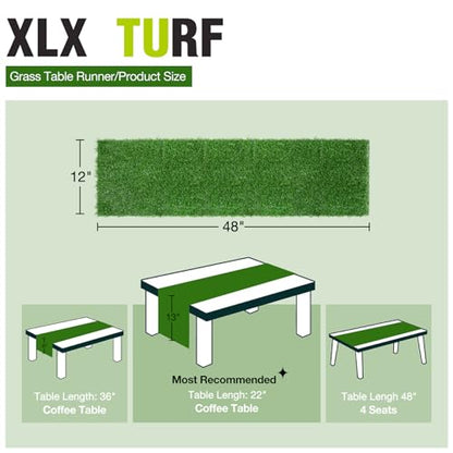 XLX TURF Artificial Grass Table Runner for Sport Golf Spring Summer Party Decorations - Green Fake Grass Crafts Table Centerpiece Birthday, Holiday, Banquet, Dining - 12 x 48 Inch - size: 12 x 48 Inches / 1PC