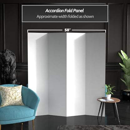 6 ft. Tall White Temporary Cardboard Folding Screen - 4 Panel - size: 6 ft Tall - 4 Panel