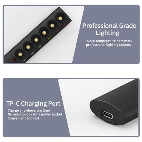 Portable Color Temperature Lamp Stick, Professional Light Wand Photography Rechargeable Photography Light Wand 2700K‑6000K 6 Modes for Video Shooting