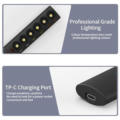 Portable Color Temperature Lamp Stick, Professional Light Wand Photography Rechargeable Photography Light Wand 2700K‑6000K 6 Modes for Video Shooting