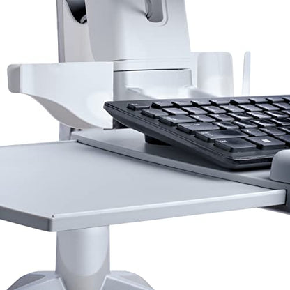 StarTech.com Sit-Stand Monitor Arm with Keyboard Tray - Adjustable Desk Mount Sit-Stand Workstation Arm for Single 27" VESA Display - Ergonomic Articulating Standing Desk Converter, TAA - color: Silver, style: Desk Mount – Spring Arm