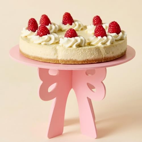 Lallisa Bow Cake Stand Pink Coquette Party Decorations 3D PVC Dessert Holder for Baby Shower Wedding Decor Holiday Props Theme Gift Birthday Bachelorette Bridal Party Supplies - color: Bow Pink, style: Bow