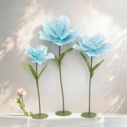 5.3 Ft Large EVA Artificial Flowers, Giant Flowers Decoration with Standing, Big Handcrafted Flowers for Party Banquet Decor, Home, Garden, Wedding, Window Display, Photography Props - color: D Light Blue