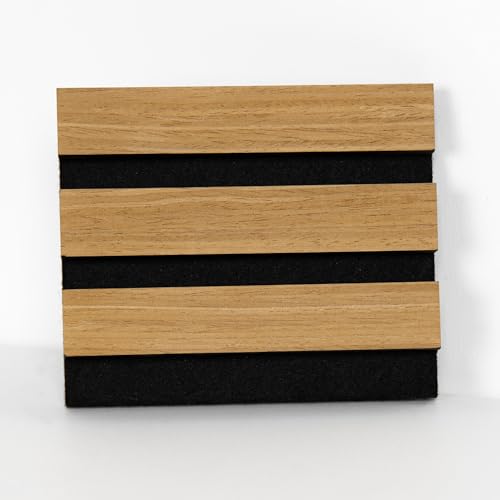 Smartstandard Sample Wood Slat Wall Panel, Soundproof Wooden Wall Panels, Acoustic Wood Panels for Wall, American Oak, Sample Pack - color: American Oak, size: 6" x 4.7"