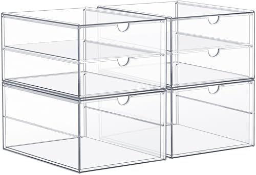 Sorbus Makeup Organizer With 6 Drawers, Acrylic Drawer Organizer for Makeup, Office Organization and Storage, Art Supplies, Jewelry, Stationary - 4 Pcs Clear Stackable Storage Bins Organizer Drawers - size: 6 Drawers