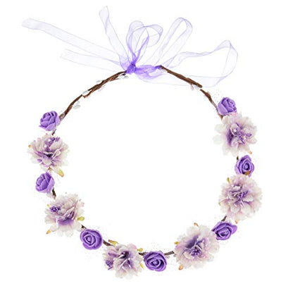 DDazzling Girls Breath Crown Flower Girl crown Floral Headband Wedding Hair Wreath Photo Props (Purple) - color: Purple