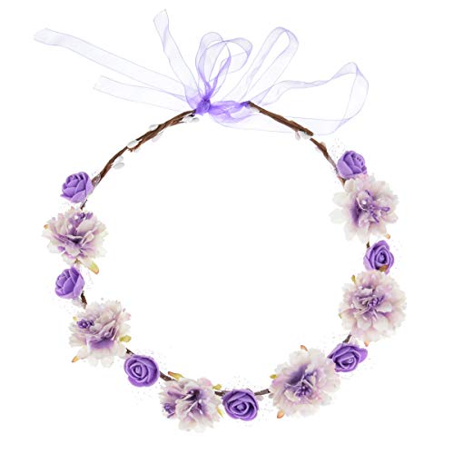 DDazzling Girls Breath Crown Flower Girl crown Floral Headband Wedding Hair Wreath Photo Props (Purple) - color: Purple