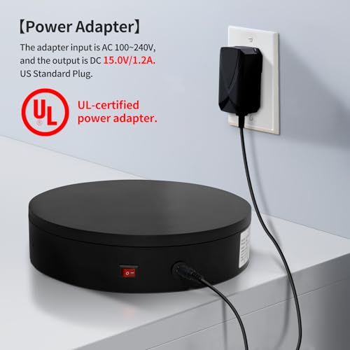 15.8In Remote Motorized Electric Turntable Rotating Display Stand Rotating Platform Photography Turntable motorized lazy susan base giratoria para for Photography,3D Scanner,(Load Range:132~400lbs) - size: 15.8inch/Black/400Lbs Load