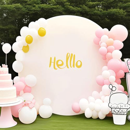 6.5 FT White Round Backdrop Cover, Double-Sided Circle Fabric Photo Background with Zipper for Photography Party Birthday Wedding Baby Shower Home Decorations (Elastic) - size: 6.5 FT