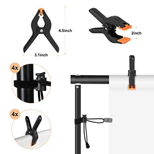 Backdrop Stand, Maxztill 8.5x10Ft Adjustable Photo Backdrop Stand Kit,Backdrop Stand for Parties,4 Crossbars,6 Background Clamps,4 Backdrop Clip Holder,2 Sandbags,1 Carry Bag for Wedding/Photoshoot - size: 8.5X10ft Backdrop Stand