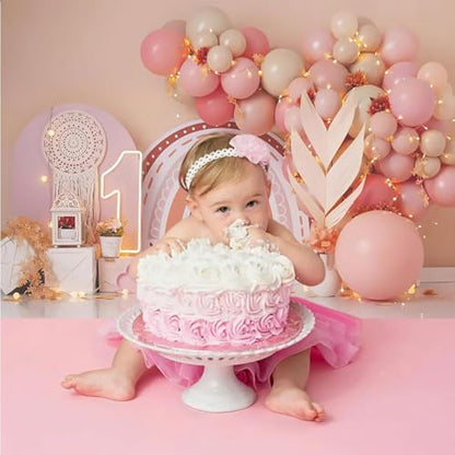 Fabric 6x4ft Girl 1st Birthday Party Backdrop Bohemia Rainbow Sweet One Pink Balloons Scene Photography Background Princess Girl First Birthday Baby Shower Banner Cake Smash Decorations - size: 6x4ft(WxH)