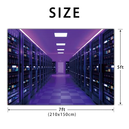 7x5FT Purple Neon Data Center Photography Backdrop Punk Futuristic Server Room Tech Theme Photo Booth Background Gaming IT Event Party Banner Decor Studio Props Supplies