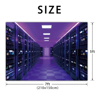 7x5FT Purple Neon Data Center Photography Backdrop Punk Futuristic Server Room Tech Theme Photo Booth Background Gaming IT Event Party Banner Decor Studio Props Supplies