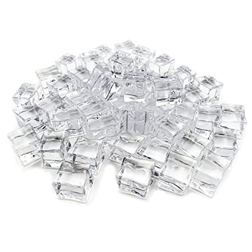 Fake Ice, Clear Fake Ice Cubes Acrylic, 17 mm 100 PCS Acrylic Decorative Ice Cubes for Photography Accessories Props Decoration Vase Fillers - color: 17 Mm-100pcs