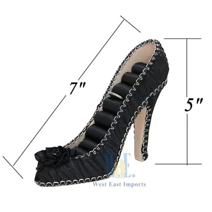 Ring Holder High Heel Shoe Design Fashion Jewelry Organizer Display Birtyday Gift (Black) - color: Black