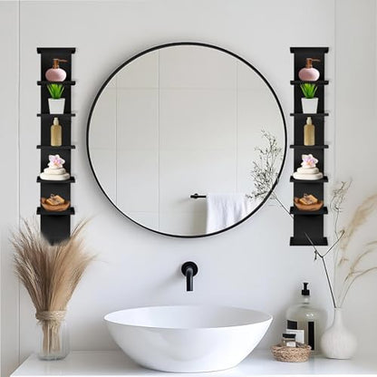 7 Tier Wall Shelf Unit - Lack Floating Shelf, Black Compact Display Floating Shelf, Vertical Column Wall Decor Mount Floating Storage Organizer Tall Tower Shelf for Bathroom，Bedrooms, Living Rooms - style: 1 PCS，7 Tier, black
