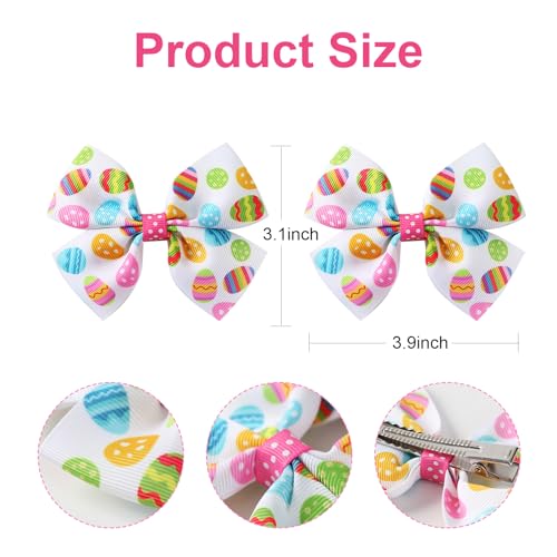 4Pcs Easter Egg Hair Bows Baby Toddler Girls Ribbon Alligator Clips Cute Hair Accessories