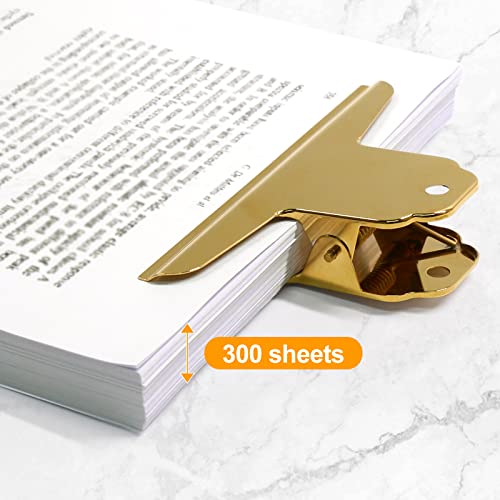 Coideal Gold Metal Bulldog Paper Clips, 3 Pack Stainless Steel Large Bull Clips Clamps for Drawing Board, Home Kitchen Office (5.7 inch / 14.5 cm) - color: Gold