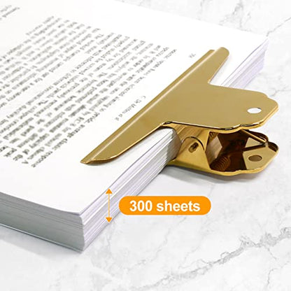 Coideal Gold Metal Bulldog Paper Clips, 3 Pack Stainless Steel Large Bull Clips Clamps for Drawing Board, Home Kitchen Office (5.7 inch / 14.5 cm) - color: Gold