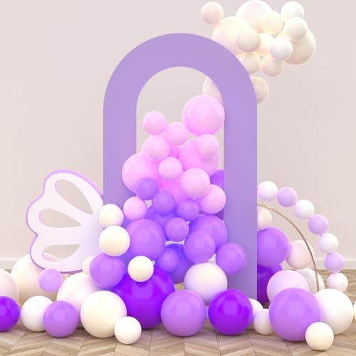 LEBENGURU Upgraded 7.2FT Open Arch Backdrop Cover,Purple Spandex Fitted Round Top Wedding Arches,Double-Sided U-Shaped Arch Chiara Stand Covers for Birthday Party Baby Shower Banquet Balloon Décor - color: Purple