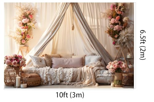 Kate 10x6.5ft Boudoir Pillows Backdrops for Photography Bedroom Headboard Background Branch Flowers Backgrounds Bridal Newborn Baby Show Decoration Studio Backdrop - size: 10x6.5ft