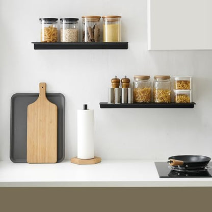 JOOM Small Metal wall Floating Shelf - Metal Wall Shelf, Black Floating Shelf, Small Bathroom Shelf, Display Shelves for Living Room/Kitchen/Bedroom (Black, 8Inch) - color: Black, size: 8 Inch