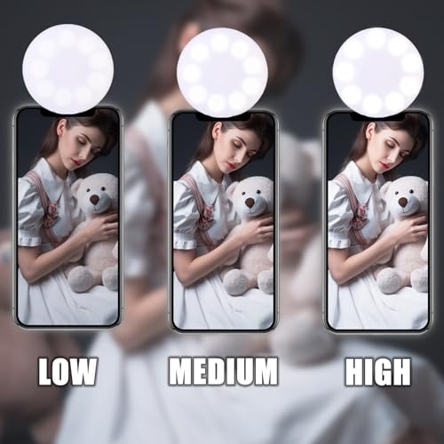 Ring Light of Pocket-Size: Rechargeable Small Ring Light for Phone, Laptop & Makeup - Perfect for Small & Adults, Portable Selfie Light (White)