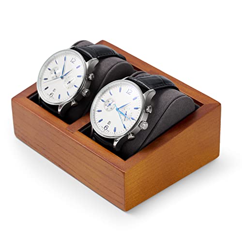 Oirlv Solid Wood Double Watch Display Stand Showcase Jewelry Stand Watch Holder with Pillow(Square Double, Grey) - color: Grey, size: Square Double