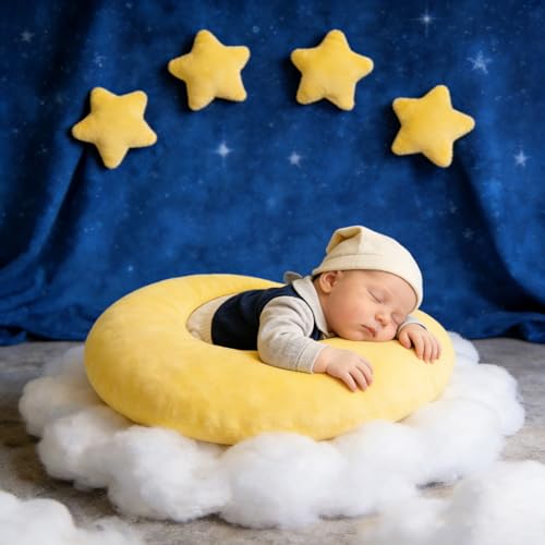 Newborn Photography Props 5Pcs Baby Moon Star Pillow Set Newborn Photography Posing Pillows Adjustable Photography Props, Yellow - color: Yellow