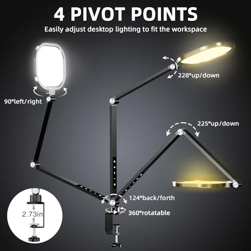 2 Packs Video Conference Light for Computer, 15W LitONES Desk Light for Zoom Calls Meeting with C-Clamp & Metal Swing Arm, Podcast Lighting Kit with Remote, Memory & Timing CRI＞95 - color: Black-2 packs