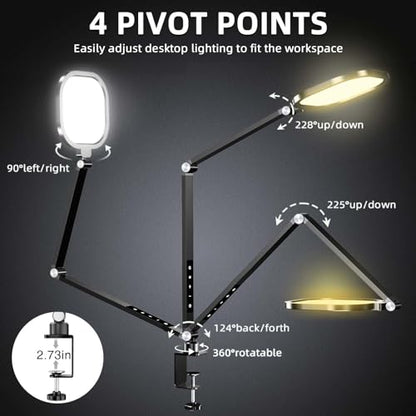 2 Packs Video Conference Light for Computer, 15W LitONES Desk Light for Zoom Calls Meeting with C-Clamp & Metal Swing Arm, Podcast Lighting Kit with Remote, Memory & Timing CRI＞95 - color: Black-2 packs