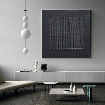 NANKAI Art Hand-Painted Thick Texture Black Canvas Abstract Art 24x24 inch Home Wall Art Deco Oil Painting - color: Nkhb295