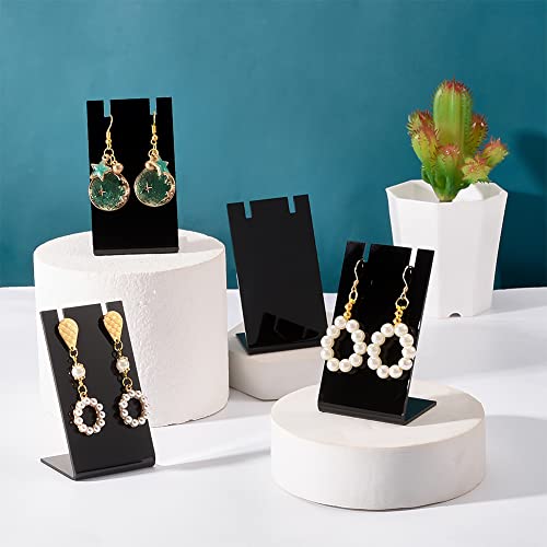 PH PandaHall 10pcs Acrylic Earring Holder Black Earring Display Stands L-shape Ear Organizer Dangling Earring Stands for Earring Necklace Jewelry Shows Retail Photography Props, 1.7x1.4x3 inch - color: Black