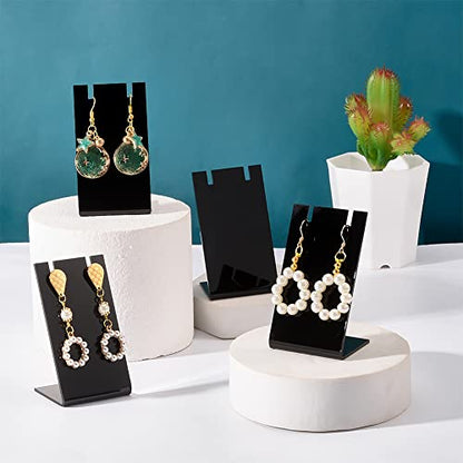 PH PandaHall 10pcs Acrylic Earring Holder Black Earring Display Stands L-shape Ear Organizer Dangling Earring Stands for Earring Necklace Jewelry Shows Retail Photography Props, 1.7x1.4x3 inch - color: Black