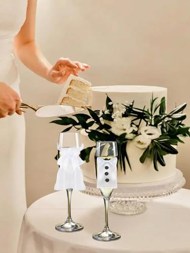 2 white bride and groom wedding-style wine glass sleeves, banquet party gift packaging, atmosphere creation supplies, photo props