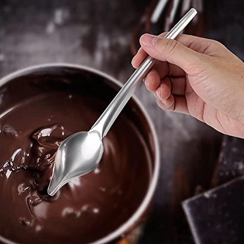 Fdit Drizzling Spoon, Stainless Steel Drizzle Spoon with Tapered Spout Drawing for Decorating Plate (L)