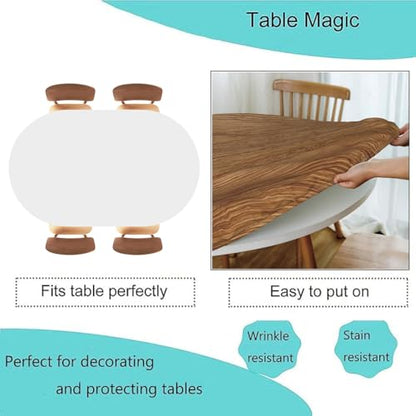 Wood Texture Background Fitted Oval Tablecloth, Waterproof Band Elastic Edge Table Cloth for Restaurant Banquets, Picnics, Tables Cover, Fits 52"x70" Oval TablesStyle 53 - color: Wood Texture -13, size: 70" x 52" (Oval)