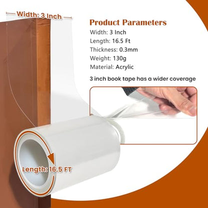YINTTIAN 3Inch x 16.5Ft Archival Safe Book Repair Tape. Acrylic Acid Free Strong Adhesive Clear Tape for Textbook Spine, Photo Album, Library Repair Supplies, Removable Book Binding Tape - size: 3 Inch x 16.5 Feet