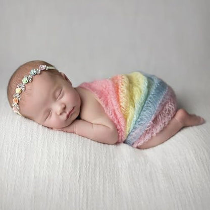 Newborn Photography Props Stretch Newborn Photography Wrap Blanket for Baby Boys Girls Posing Photo Shoot Props - color: Rainbow