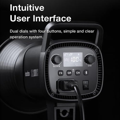 Godox SL100Bi 2 Light Kit 100W Continuous LED Video Light bowens mount photography lighting with Softbox Light stand for video recording, YouTube Gaming keylight, Portrait Shooting, Location Interview