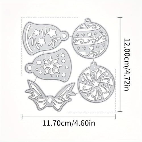 Lapoo Festivals Metal Cutting Die for Scrapbooking - Durable, Cut Stencils for DIY Scrapbook Photo Album Decorative Paper Card, Card Making Supplies, Embossing (Christmas Bells and Bows 4.7 x 4.6 in) - style: Christmas Bells and Bows 4.7 x 4.6 in