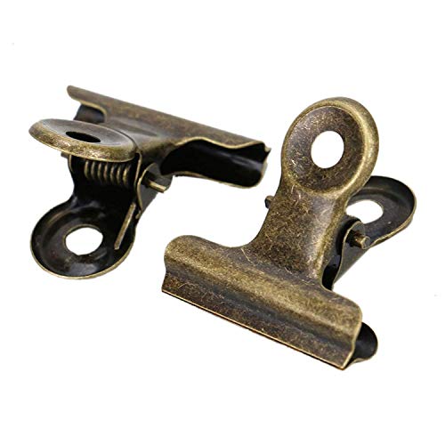20 Pack 2 Inch Polished Steel Clips, Metal Bulldog Binder Clips, Large Hinge Paper Clips Clamps for Food Bags, Pictures Photos, Art Crafts, Home Office Supply (Bronze) - color: Bronze